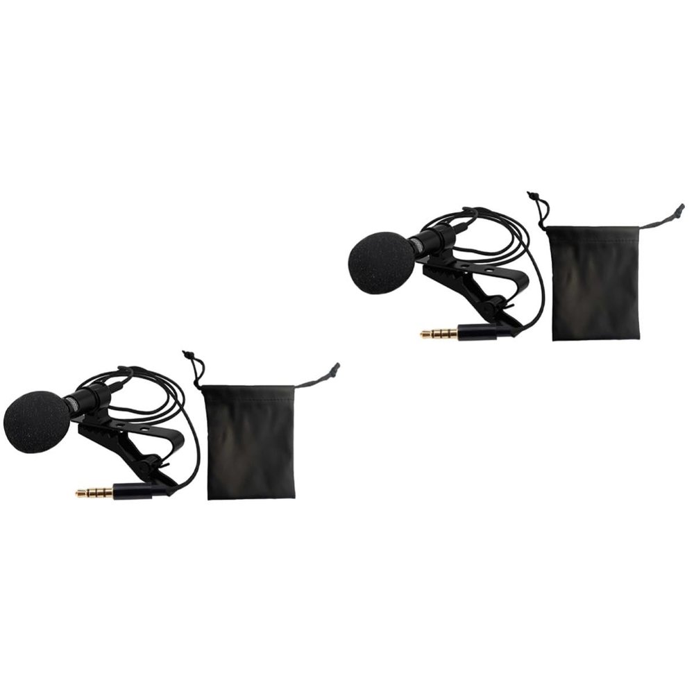 BIUDECO 2sets Clip Microphone Lavalier Omnidirectional Podcast Mic Condenser Lapel Recording Mic for Live Broadcast Vlog