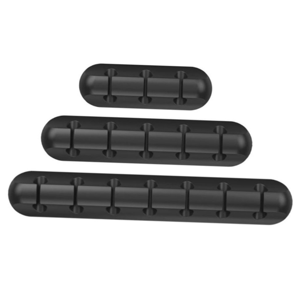 LIFKICH 3pcs Silicone Cord Organizer Clips for Desktop Simple Cable Winder for Household Use Keep Data Tidy and Organized Black