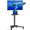 Mobile TV Cart for 23-60 Inch LCD LED OLED Flat Curved Screen TVs - Height Adjustable Rolling Floor Stand with Shelf and Locking Wheels - Up to 88lbs, Max VESA 400x400mm, Black view 1