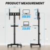 Mobile TV Cart for 23-60 Inch LCD LED OLED Flat Curved Screen TVs - Height Adjustable Rolling Floor Stand with Shelf and Locking Wheels - Up to 88lbs, Max VESA 400x400mm, Black view 2