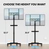 Mobile TV Cart for 23-60 Inch LCD LED OLED Flat Curved Screen TVs - Height Adjustable Rolling Floor Stand with Shelf and Locking Wheels - Up to 88lbs, Max VESA 400x400mm, Black view 3