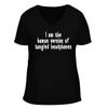 I Am The Human Version of Tangled Headphones. - Women's Soft & Comfortable Deep V-Neck T-Shirt CP05 Black view 1