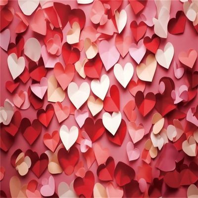 XMJJKUF Valentines Day Backdrop 12x10ft Red Pink Paper Love Heart Background for Photography Bridal Shower Wedding Ceremony Party Decorations