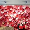 XMJJKUF Valentines Day Backdrop 12x10ft Red Pink Paper Love Heart Background for Photography Bridal Shower Wedding Ceremony Party Decorations view 2