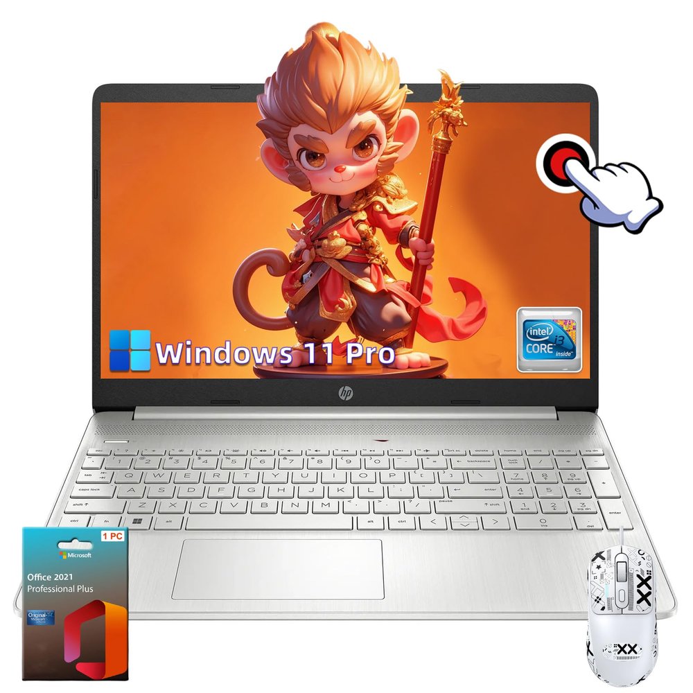 HP Laptop for Business and Student - 15.6" HD Touchscreen, Intel 6-Core i3-1215U Processor, 16GB RAM, 1TB SSD, Windows 11 Pro, with Microsoft Office Lifetime License & Mouse
