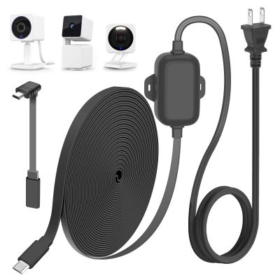 delilyn 25FT Outdoor Power Adapter for WYZE Cam V4/Cam OG/V3/V3 Pro, L-Shape Micro USB Extension Cable for WYZE Cam Pan V3, IP67 Waterproof Flat Cable Charge Your Camera