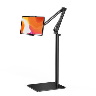 Tablet Floor Stand with 4.2LB Base,Overhead Bed Phone Stand Angle Height Adjustable Tablet Holder Bed,Phone Stand for iPad/iPhoneX/iPad Pro Air Mini, Samsung Tab,E-Readers
