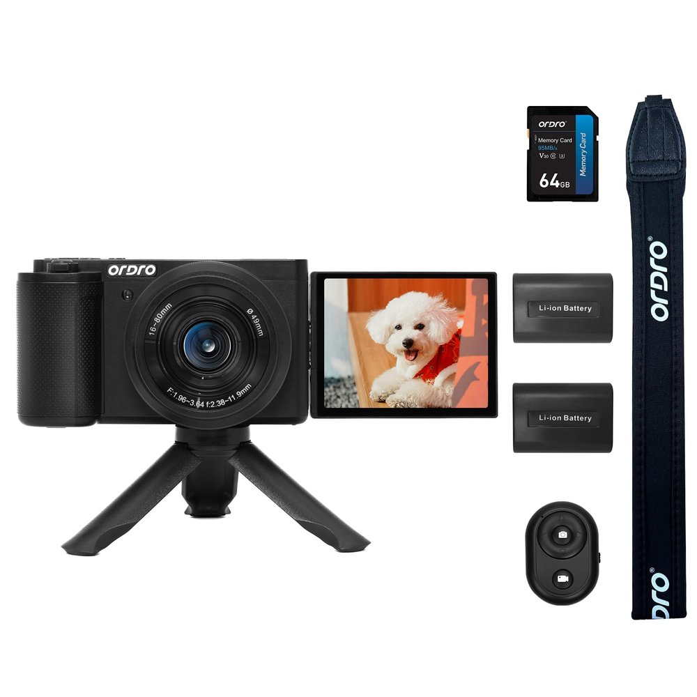ORDRO G930 5K Digital Camera for Content Creators Vloggers and Photography with 5X Optical Zoom, Auto-Focus and Wide Angle (Black)