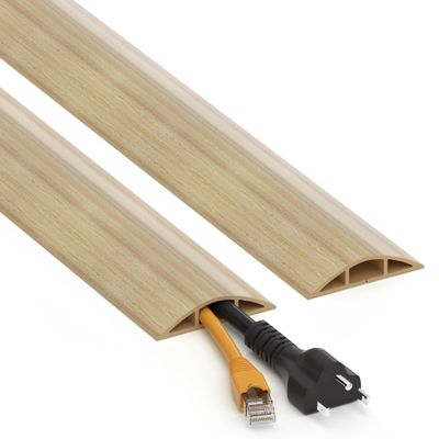 Floor Cord Cover 4ft, Maple Wood Cord Hider Floor Hide Extension Cords, Floor Cable Management Floor Cable Cover Wire Covers for Cords, Cable Protector Cord Cavity W0.6in x H0.32in