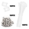 100 Pieces Cable Tie Mount Base Saddle Type Mount Wire Holder, 100 PCS Cable Zip Ties with Self-Locking (203.2 x 3.3mm) and Deep Thread Pan Head Screws (WHITE) view 2