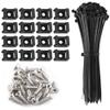 100 Pieces Cable Tie Mount Base Saddle Type Mount Wire Holder, 100 PCS Cable Zip Ties with Self-Locking (203.2 x 3.3mm) and Deep Thread Pan Head Screws (BLACK) view 1
