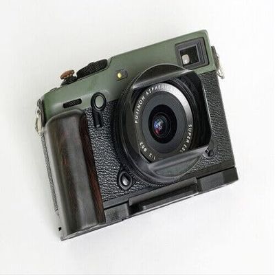 Handmade Wood Hand Grip Holder Handle for Fu ji Film X-PRO3 Xpro3 Camera Baseplate (Ebony(Black Alloy Base))