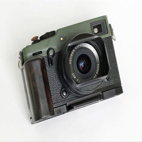 Handmade Wood Hand Grip Holder Handle for Fu ji Film X-PRO3 Xpro3 Camera Baseplate (Ebony(Black Alloy Base))