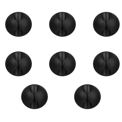 Premium Real Cord Holder Cable Clips - 8PCS Black Cable Cord Organizer, Adhesive Charger Wire Cord Clips, Wire Cable Holder Compatible with Nightstand, Office, Desk or Mouse Cord