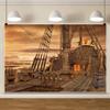 20x10ft Pirate Ship Backdrop Wooden Sail Ship Deck Corsair Photography Background Sunset Sea Rover Sailing Halloween Nautical Themed Birthday Party Decorations Adults Photo Booth Props view 4