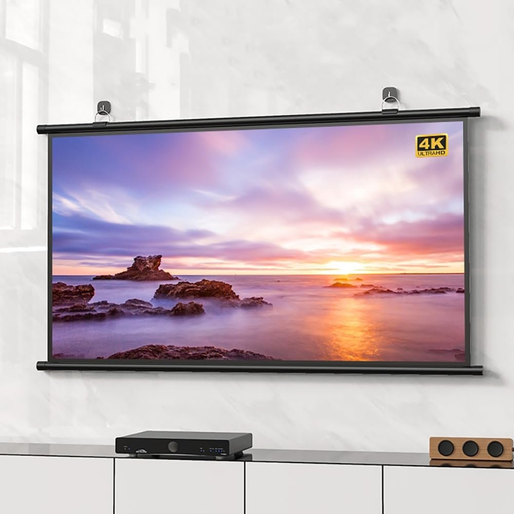 SXYHCK 72in Projector Screen Retractable Pull Down, 30in 40in 50in 60in Portable Projection Screen, 4K HD Home Theater Movie Screen for Indoor Outdoor(16:9,30inch)