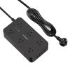 Black Extension Cord 15 Ft, HANYCONY Power Strip with 1080J Surge Protection, 12 Outlets with 4 USB Ports(2 USB C), Wall Mount, Desk Charging Station for Office Home College Dorm Room Essentials view 1