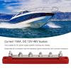 Bus Bar Marine Power Distribution Terminal Block,Power Distribution Block M6 Screw 6 Terminal Bus Bar DC 12V48V 150A for Automobile Boat (Red) view 2