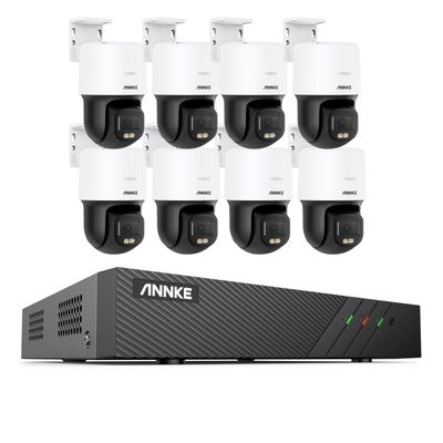 ANNKE 3K PT PoE Security Camera System with PT Auto-Tracking, 340Pan 110Tilt, 6pcs Surveillance Camras Outdoor Wired, Smart AI Detection, Color Night Vision, 2-Way Audio, 8CH H.265+ NVR