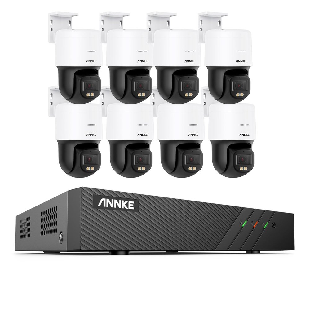 ANNKE 3K PT PoE Security Camera System with PT Auto-Tracking, 340Pan 110Tilt, 6pcs Surveillance Camras Outdoor Wired, Smart AI Detection, Color Night Vision, 2-Way Audio, 8CH H.265+ NVR
