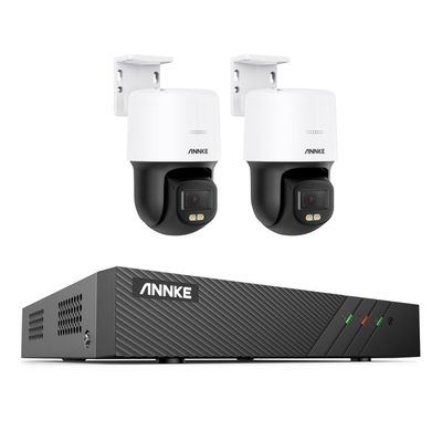ANNKE 3K PT PoE Security Camera System with PT Auto-Tracking, 340Pan 110Tilt, 2pcs Home Surveillance Camras Wired Outdoor, 2-Way Audio, Color Night Vision, Smart AI Detection, 8CH H.265+ NVR