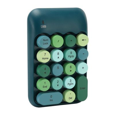 SUNGOOYUE Number Keypad, 2.4ghz Retro Color 18 Keys Numeric Keypad USB Receiver for Laptop (Dark Green Color)