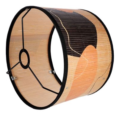 STOBOK Bamboo Lamp Shade Boho Style Printed Drum Lampshade for Ceiling Pendant and Hanging Lights Unique Decorative Cover for Home Bedroom and Living Room Decor