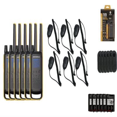 Motorola Solutions Portable FRS Talkabout T470 Two Way Radio Rechargeable 6-Pack Walkie Talkies Black/Yellow 22 Channels 6 Remote Speaker Mics