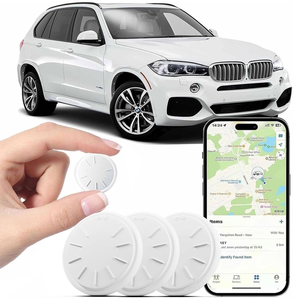 3PCS GPS Tracking for Vehicles,Mini Car Tracker,Real Time GPS Tracker for Car Works with Apple Find My(iOS Only) No Monthly Fee Or Subscription,for Keys,Bags,Luggage,Pets,Wallet