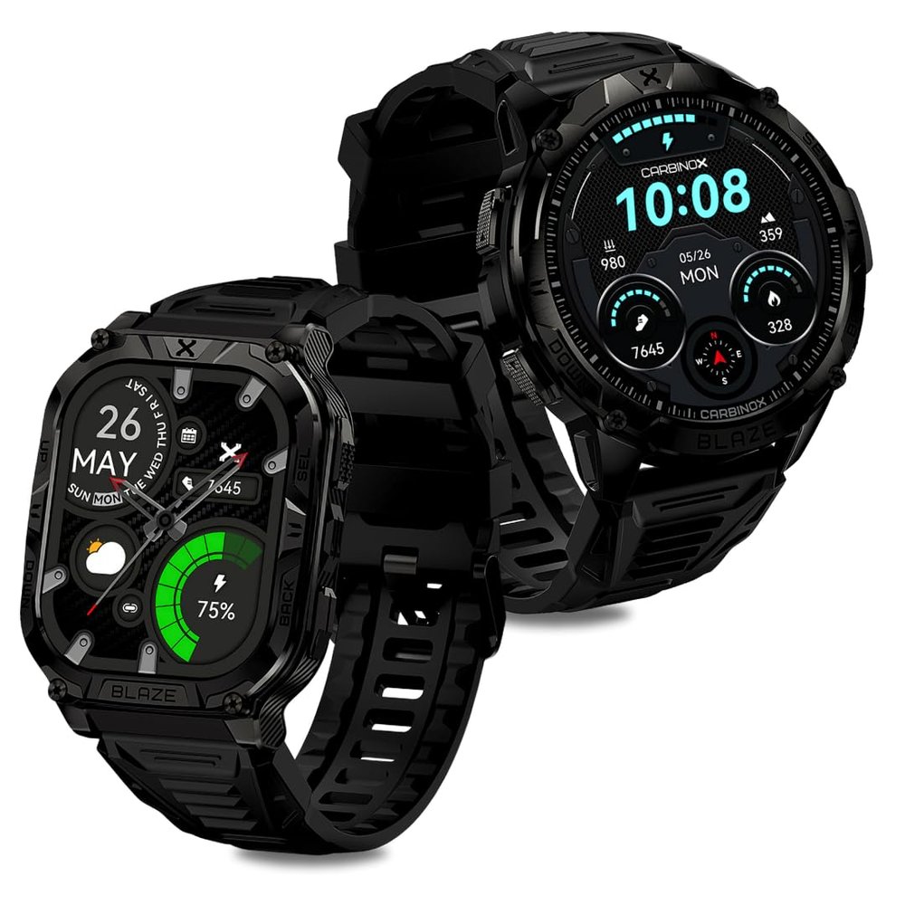 CARBINOX Blaze Smart Watch Double Pack with GPS, Rugged Fitness Tracker Waterproof IP69K, Compatible with Android and iOS, 170+ Sports Modes, Make/Receive Calls