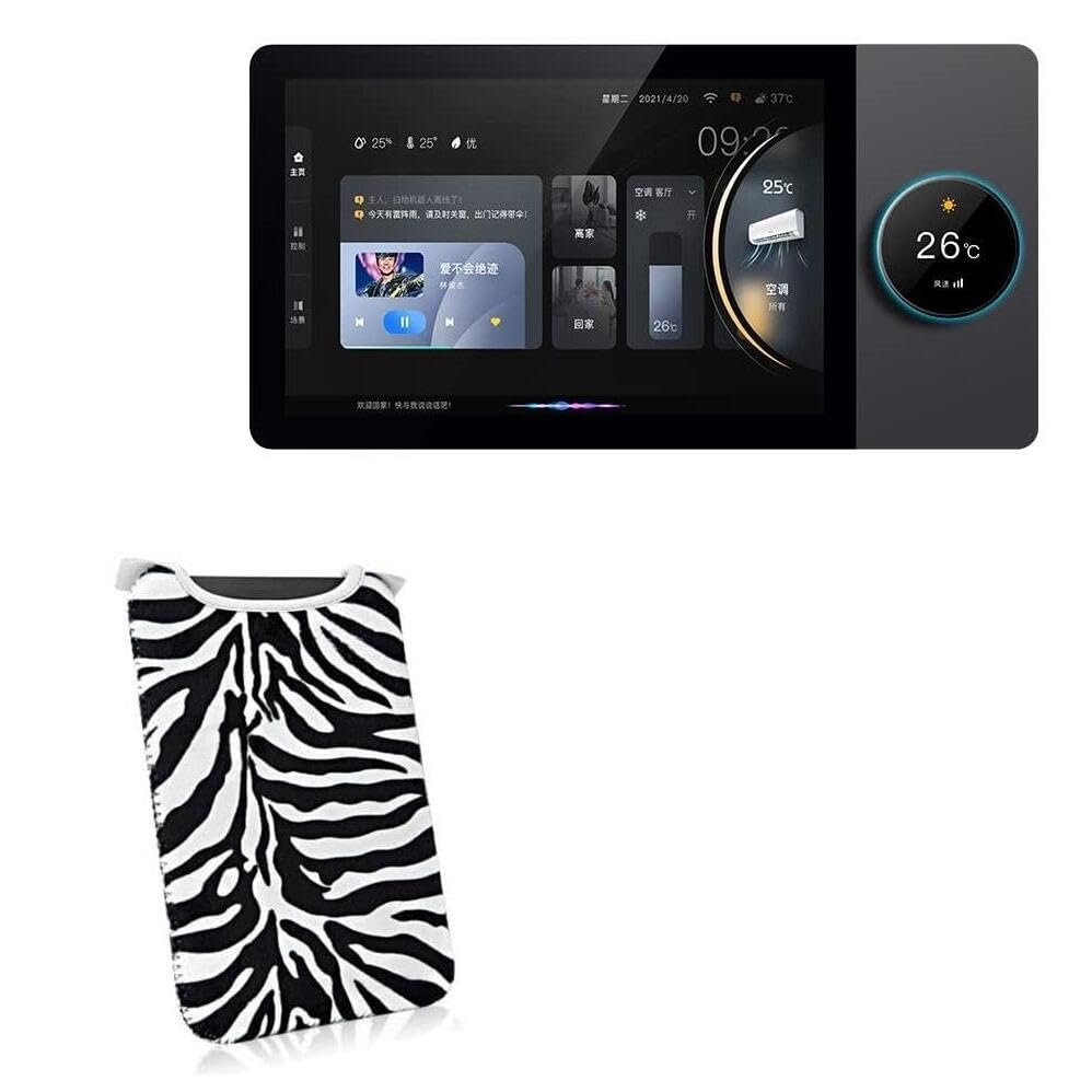 BoxWave Case Compatible with Anjielo Smart Tuya Smart Home 8-inch - Zebra Plush SlipSuit, Animal Print Padded Soft Sleeve