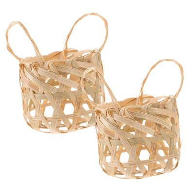 CIYODO 2pcs Handwoven Bamboo Lampshade Rustic Decorative Small Lampshades for Table Lamps