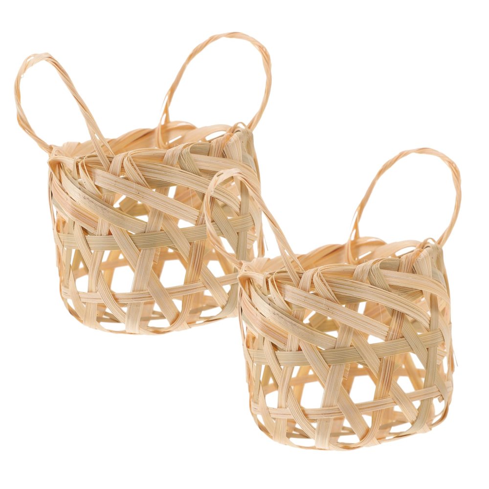 CIYODO 2pcs Handwoven Bamboo Lampshade Rustic Decorative Small Lampshades for Table Lamps