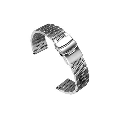20mm 22mm 24mm Stainless Steel Watchband Metal Bracelet Watch Band Dive Buckle Strap Silver Black fit for Huawei for Samsung Galaxy(Silver,20MM_DIVE BUCKLE)