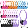 Anrgterg 30 Pack Kids Headphones Bulk for School, Multi Color Wired Kids Classroom Headphones Adjustable with 3.5 mm Jack for School Library Students Children Teens and Adult view 1
