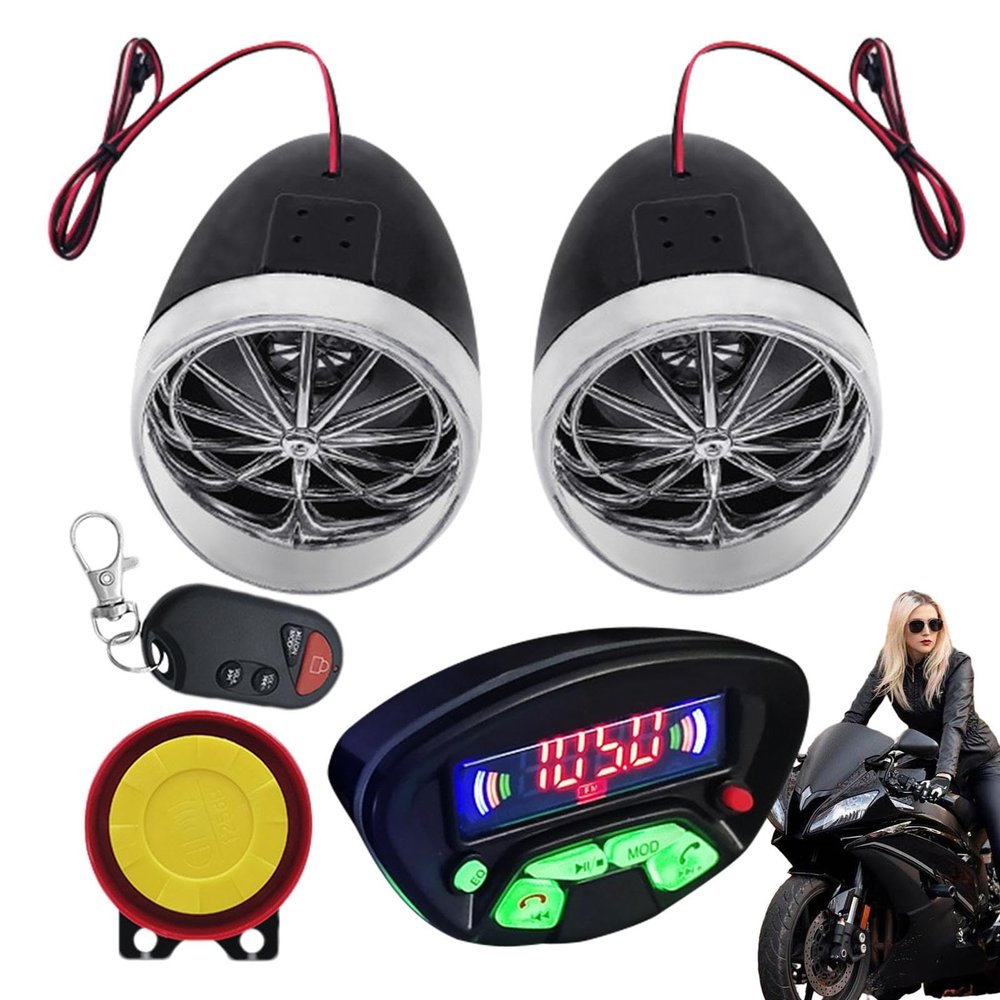 Speaker for Motorcycle - Motorcycle Audio Sound System | Motorcycle Audio System MP3 Anti-Theft Alarm Music Amplifier with Remote Control