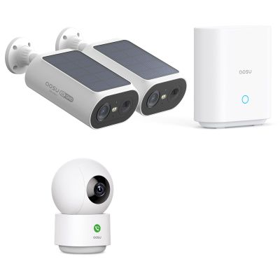 aosu Solar Security Cameras Wireless Outdoor/Indoor, 2K Resolution, Easy to Setup