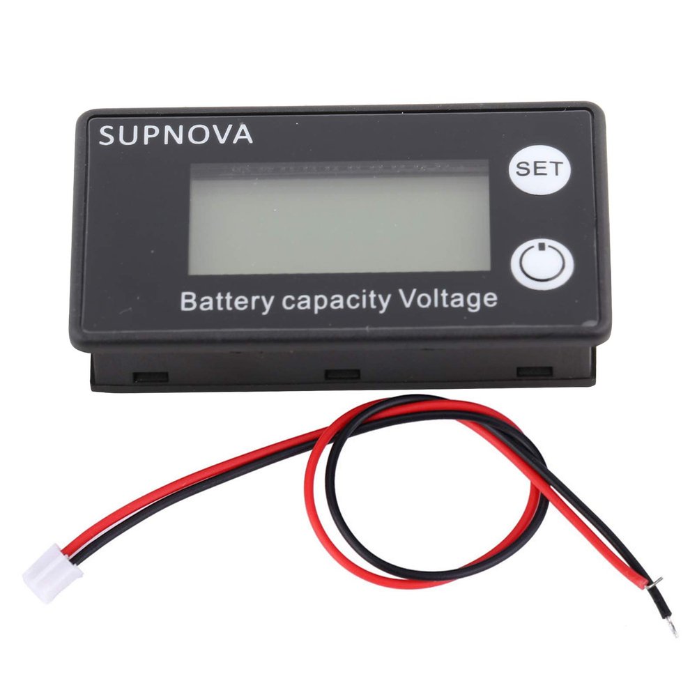 Respicefinem LCD Battery Monitor 12v Lithium Battery Meter Battery Capacity Indicator Tester Lithium Battery Universal Digital Display Voltmeter ((10-100V) Blue + Alarm)