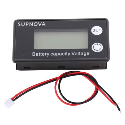 Respicefinem LCD Battery Monitor 12v Lithium Battery Meter Battery Capacity Indicator Tester Lithium Battery Universal Digital Display Voltmeter ((10-100V) Blue no Alarm + no Temperature)