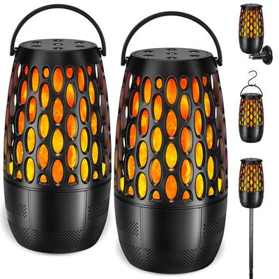 Upgraded Outdoor Bluetooth Speakers Waterproof Patio, Outdoor Speakers with Light, Multi-Speaker Auto-Sync Up to 100 Speaker, BT 5.3 HD Surround Sound, Cool Tech Gadget Gifts for Men (2 Pack)