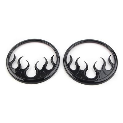 Cnthan7 Motorcycle Black Front Speaker Grill Cover, ABS Flame Speaker Grill Accent Trim Cover for Harley Touring FLHTP, FLHXS, FLHTKSE, FLHTK, FLHTKL 14-22