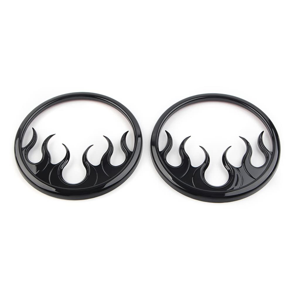 Cnthan7 Motorcycle Black Front Speaker Grill Cover, ABS Flame Speaker Grill Accent Trim Cover for Harley Touring FLHTP, FLHXS, FLHTKSE, FLHTK, FLHTKL 14-22