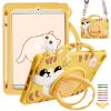 Kids Case for iPad mini 7 A17 Pro 2024 & iPad mini 6 2021 8.3" with Pencil Holder/Shoulder Strap, UUcovers 360 Rotating Ring Handle/Stand Soft Cover for iPad mini 7th/6th Generation, Yellow Cat view 1