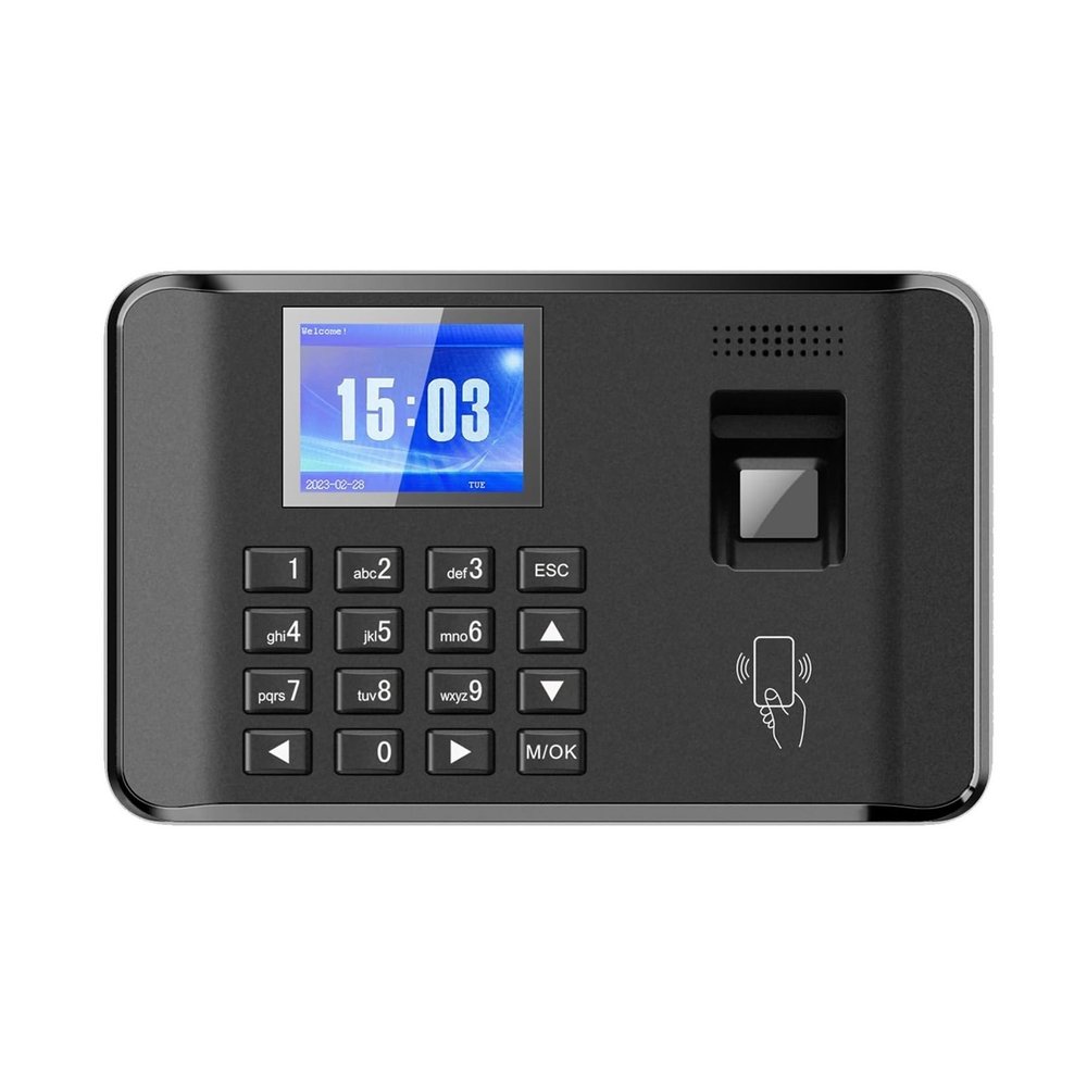 Biometric Employee Attendance Machine, Intelligent Biometric Fingerprint Password Attendance Machine Time Clock Employee Checking-in Recorder LCD Screen Voice Prompt Quick Recognition(US add USB disk)