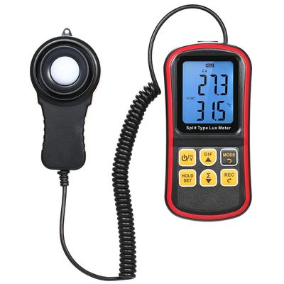 Digital Meter Light Illuminance Tester Handheld Ambient Temperature Measurer Luxmeter with Large Illumination Probe for Lamps Husbandry (E5301-T)