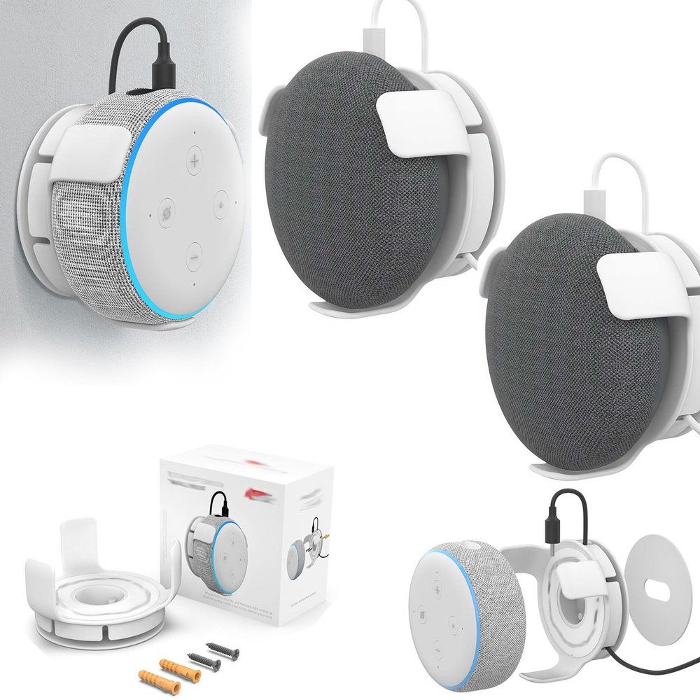 for Echo Dot Wall Mount Holder,2pcs Wall Mount Holder for Echo Dot 3rd&4th&5th Generation,Built-in Cable Management Space-Saving Accessories for Dot Smart Speakers, with Screws (2pcs)