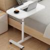 Adjustable Overbed Table 360 Tilting Laptop Computer Sofa Table Fold 90Cm Desk Side Table Over Chair Tables with Wheels,White view 2