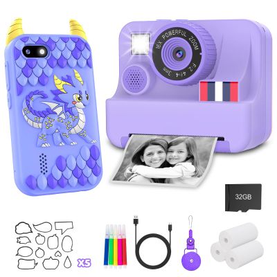 Blue Kids Phone and Purple Kids Camera Instant Print