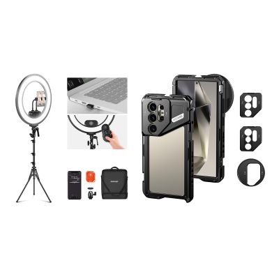 NEEWER 18 Inch Edge Lit Ring Light Kit 45W 3300lux 2900K-7000K 12 Scenes with APP 2.4G PC Mac Control Magnetic Detachable Remote Controller Stand Bag, S24 Ultra Phone Cage Included