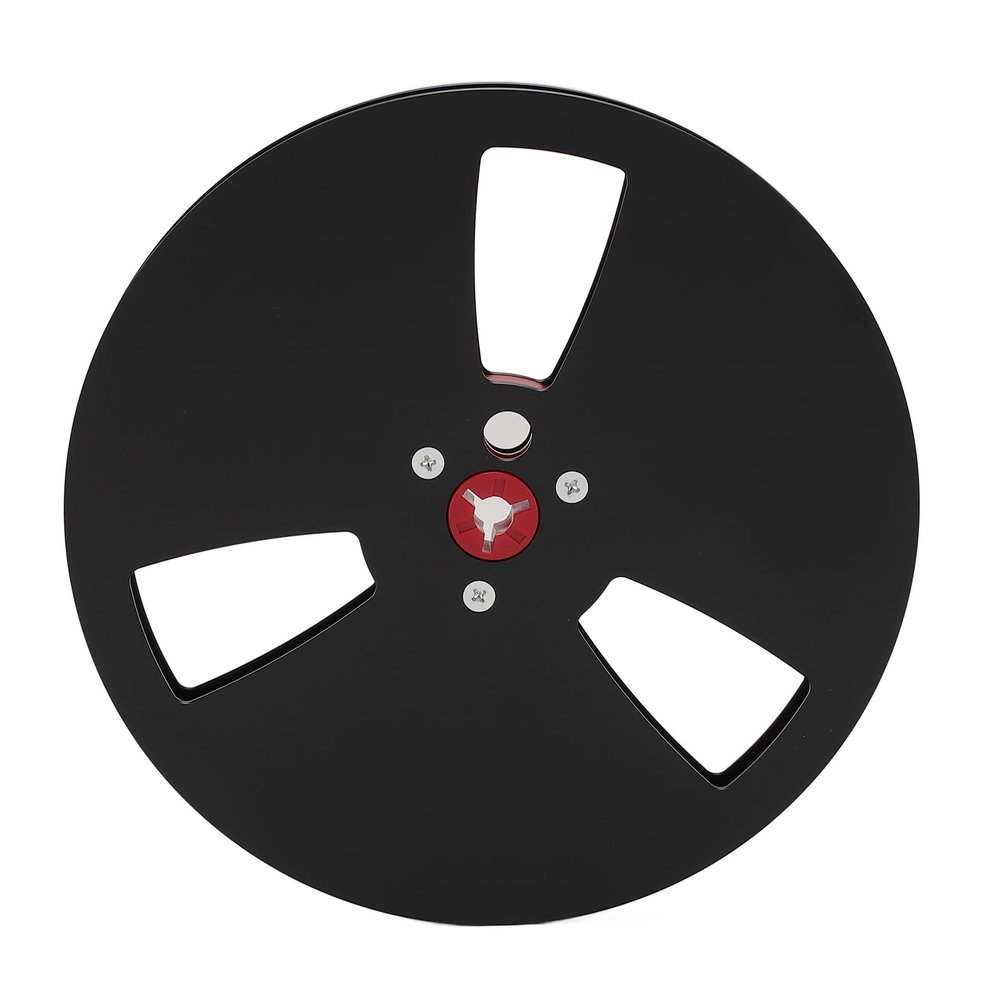 1/4 7 Inch Empty Tape Reel, 3 Holes Universal Aluminum Alloy Open Reel Sound Tape Empty Reel, Tape Takeup Reel to Reel for Nab Long Play Analog Recording Tape (Black)